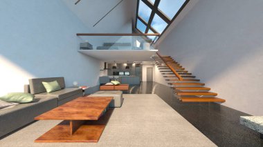 Stüdyonun çatı katlı 3D görüntülemesi