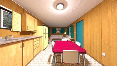 Ormandaki bir evin 3 boyutlu canlandırması