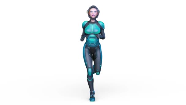 3D渲染一个跑步的网络女人 — 图库视频影像