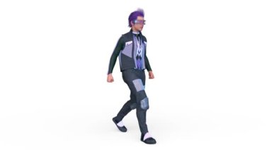 Yürüyen bir siber adamın 3 boyutlu canlandırması