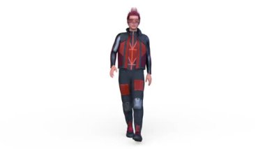 Yürüyen bir siber adamın 3 boyutlu canlandırması