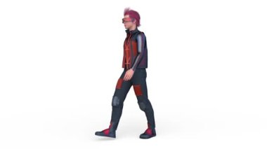 Yürüyen bir siber adamın 3 boyutlu canlandırması