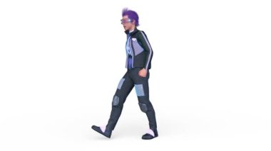 Yürüyen bir siber adamın 3 boyutlu canlandırması