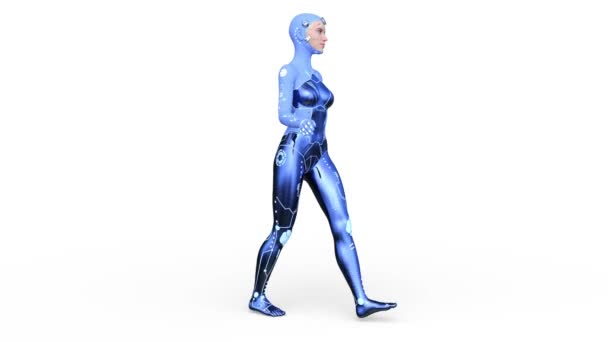 Rendering Walking Female Cyborg — Stock Video