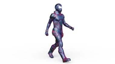 Yürüyen bir siber adamın 3 boyutlu canlandırması