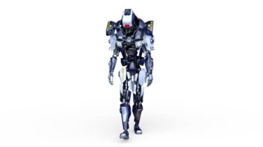 3D rendering of a robot walking face down