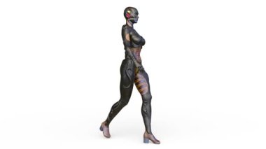 Yürüyen bir uzaylının 3 boyutlu görüntüsü