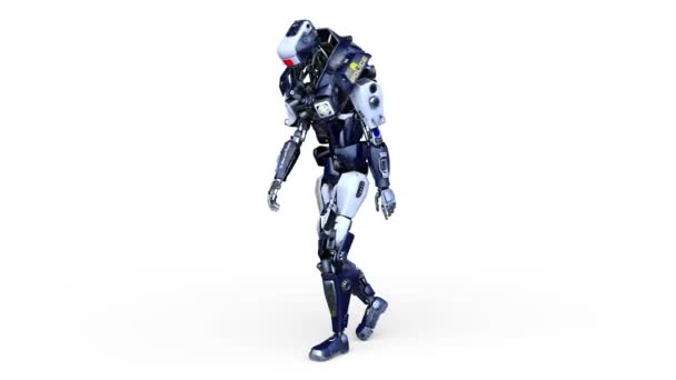 Rendering Robot Walking Face — Stock video