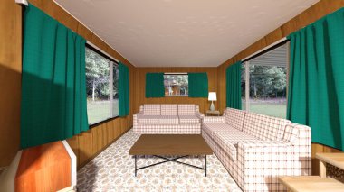 Ormandaki bir evin 3 boyutlu canlandırması