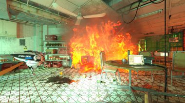 Yangın sahnesinin 3 boyutlu canlandırması