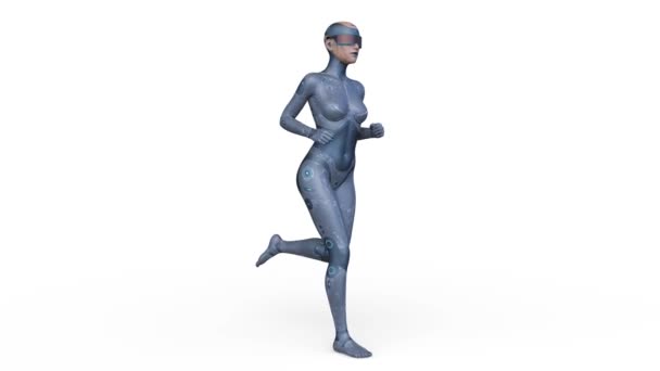 Rendering Running Female Cyborg — Vídeos de Stock