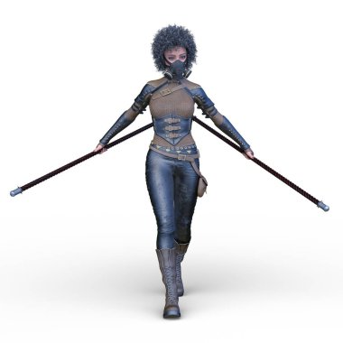 bir kadın savaşçı 3D render