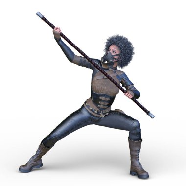 bir kadın savaşçı 3D render