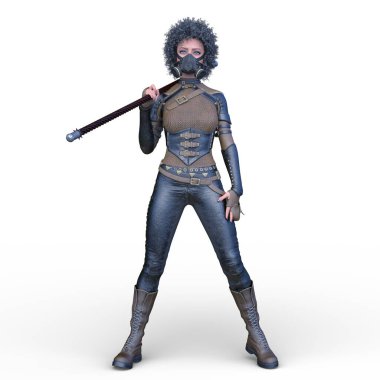 bir kadın savaşçı 3D render