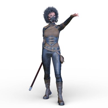 bir kadın savaşçı 3D render