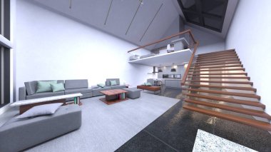 Oturma odasının 3 boyutlu görüntüsü