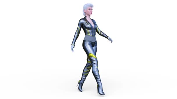 Representación Una Mujer Cibernética Que Camina — Vídeos de Stock