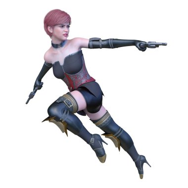 bir kadın savaşçı 3D render