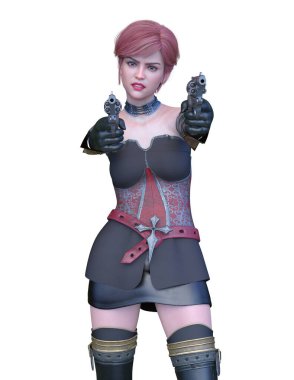 bir kadın savaşçı 3D render