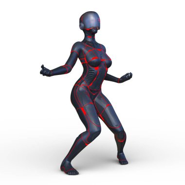 Dişi bir sayborgun 3D canlandırması