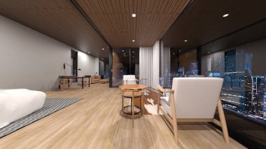 Gece görüşlü özel odanın 3D görüntüsü