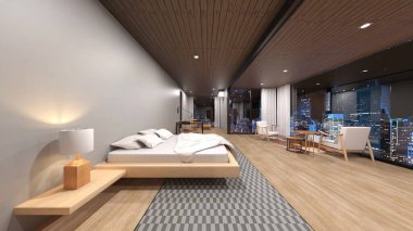 Gece görüşlü özel odanın 3D görüntüsü