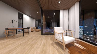 Gece görüşlü özel odanın 3D görüntüsü