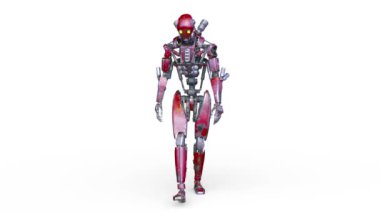 3D rendering of a robot walking face down