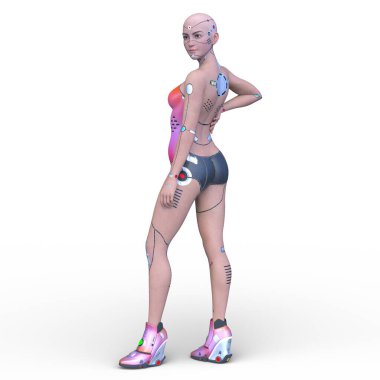 Dişi bir sayborgun 3D canlandırması