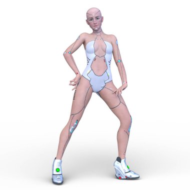 Dişi bir sayborgun 3D canlandırması