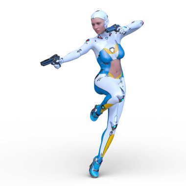 Dişi bir sayborgun 3D canlandırması