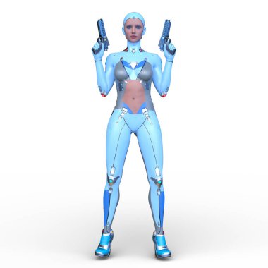 Dişi bir sayborgun 3D canlandırması