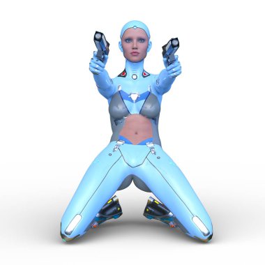 Dişi bir sayborgun 3D canlandırması