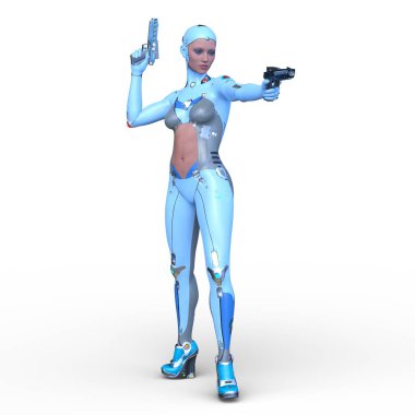 Dişi bir sayborgun 3D canlandırması
