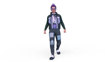 Yürüyen bir siber adamın 3 boyutlu canlandırması