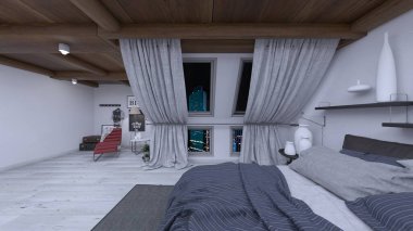 Gece görüşlü özel odanın 3D görüntüsü