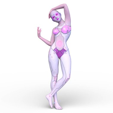 Dişi bir sayborgun 3D canlandırması