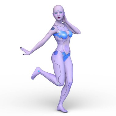 Dişi bir sayborgun 3D canlandırması