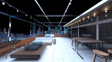 Çatı terasının 3B görüntülemesi