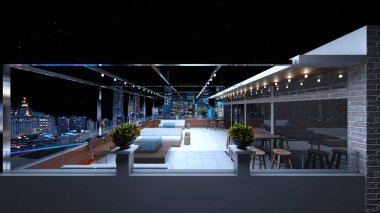 Çatı terasının 3B görüntülemesi