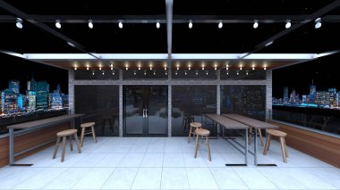 Çatı terasının 3B görüntülemesi