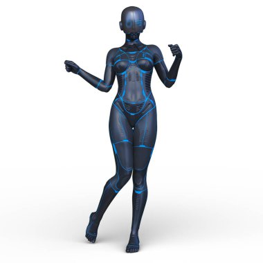 Dişi bir sayborgun 3D canlandırması