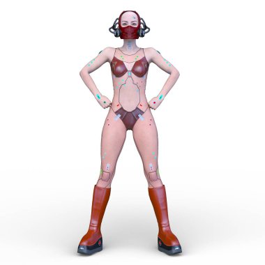 Dişi bir sayborgun 3D canlandırması