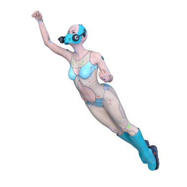 Dişi bir sayborgun 3D canlandırması