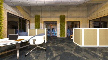 Ofis alanının 3B görüntülemesi