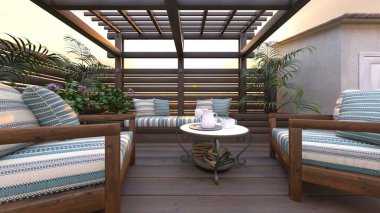 Çatı terasının 3B görüntülemesi