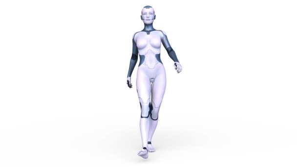 Rendering Dari Cyborg Perempuan Berjalan — Stok Video