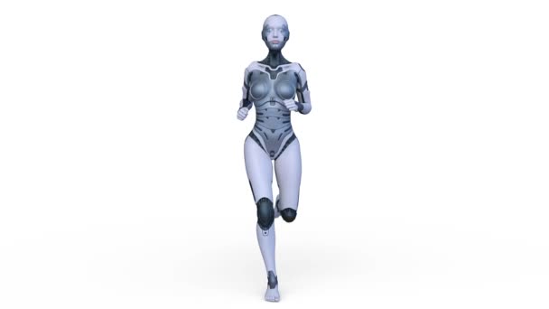 Rendering Running Female Cyborg — Vídeo de stock