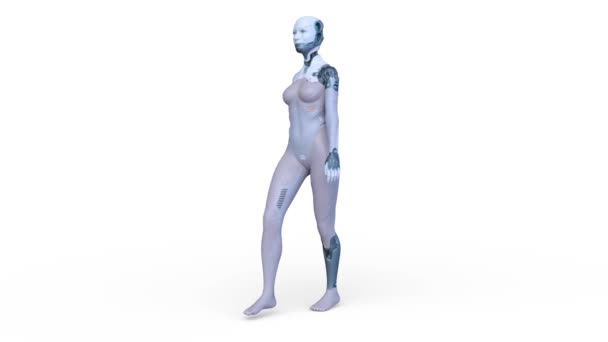 Απόδοση Ενός Κινούμενου Θηλυκού Cyborg — Αρχείο Βίντεο