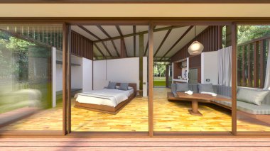 Ormandaki bir evin 3 boyutlu canlandırması